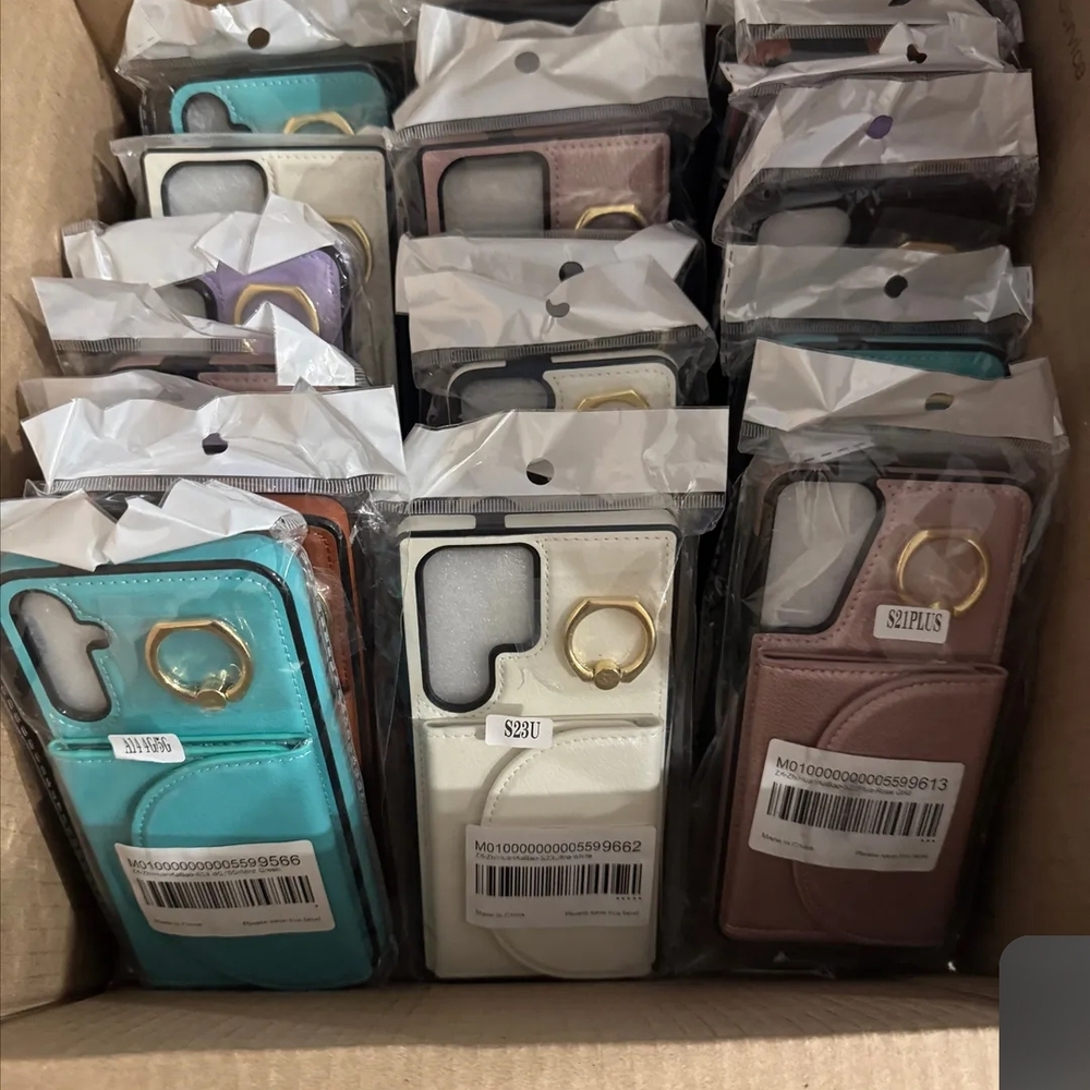 Elegant Phone Case with Ring Holder - White, Blue, Brown